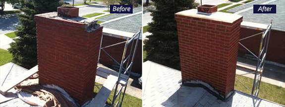 Chimney before and after
