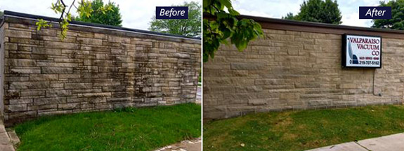 Block wall before and after
